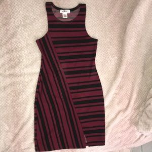 Burgundy & Black Stripe Dress